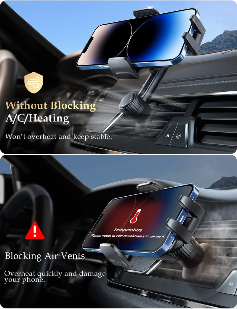 Holdersafe Phone Mount for Car Vent: [Never Blocking] Air Vent Cell Phones Holder for iPhone & Samsung Android Smartphone [Thick Cases Friendly] Hands-Free Auto Mobile Phone Stand (Acrylic) - Image 3